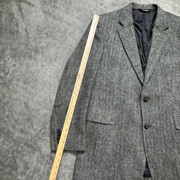 Jos A Bank Wool Herringbone Blazer Sport Coat Mens 42L Padded Shoulders Elbow - Picture 8 of 9